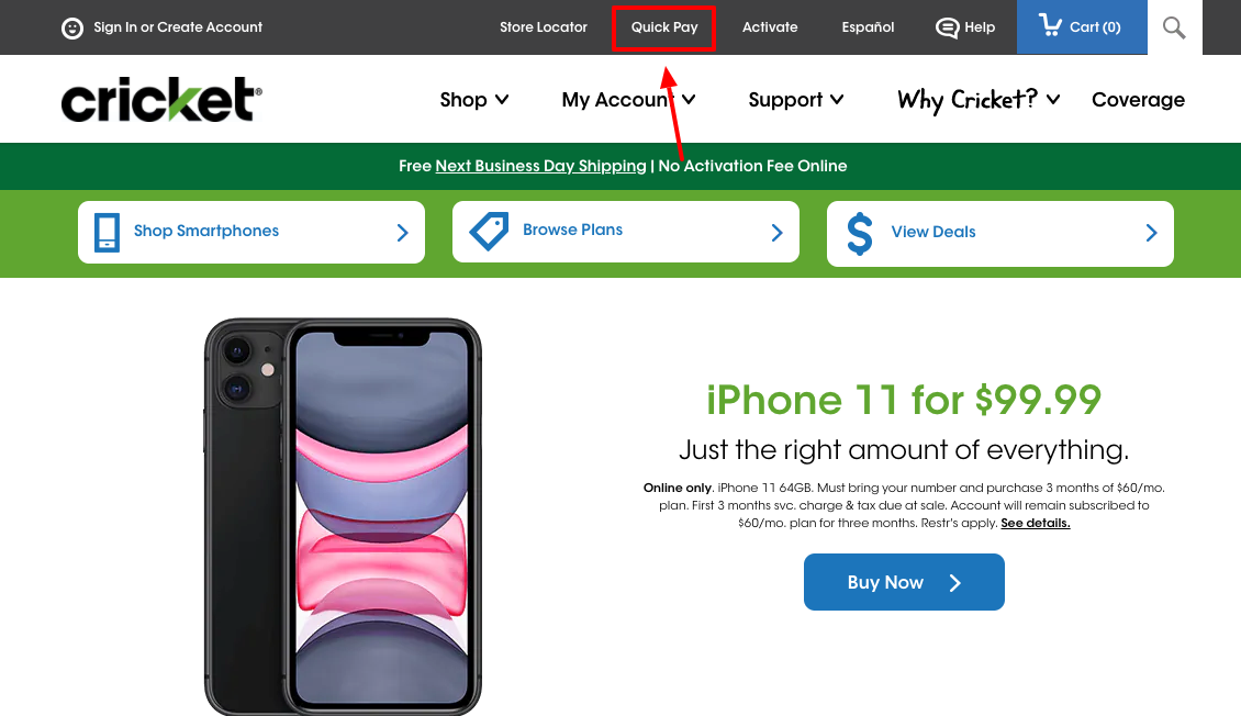 cricket wireless quick pay options
