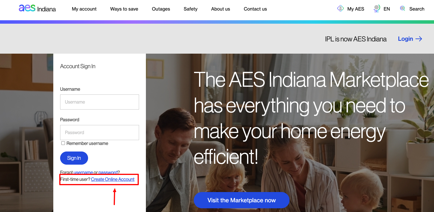 indianapolis power & light create account